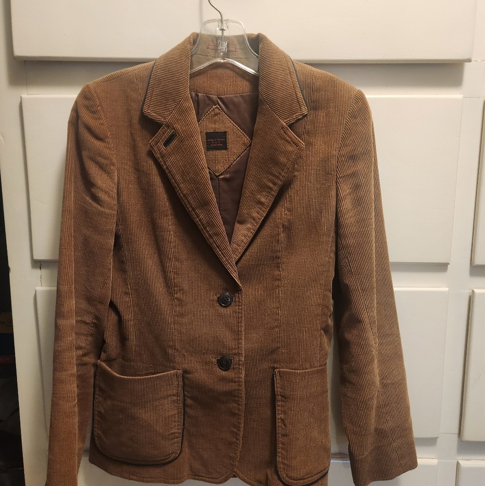 Vintage Women's Courderoy Lined Blazer By Check Point In Brown, Size 5/6